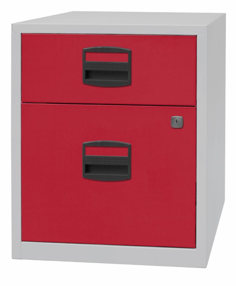 Produktbild Bisley Home mobiler Beistellschrank 2 Schubladen H 528 mm grau rot bild 3