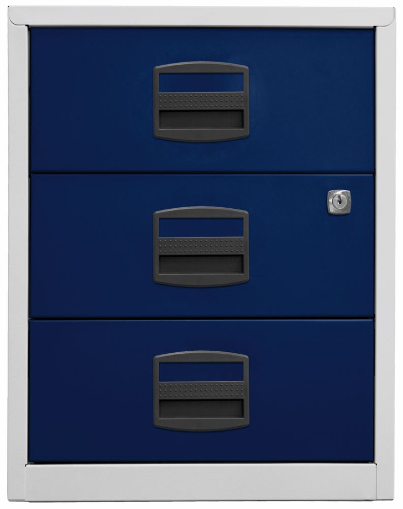 Produktbild Bisley Home mobiler Beistellschrank 3 Universalschubladen H 528 mm lichtgrau blau