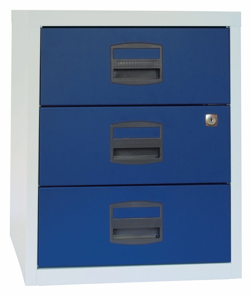 Produktbild Bisley Home mobiler Beistellschrank 3 Universalschubladen H 528 mm lichtgrau blau bild 2