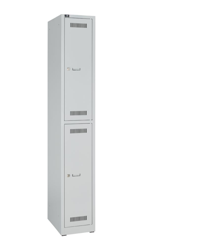 Produktbild Bisley Light Light Garderobenschrank 1 Abteil 2 Fächer H1850 x B300 x T500 mm Farbe lichtgrau bild 3