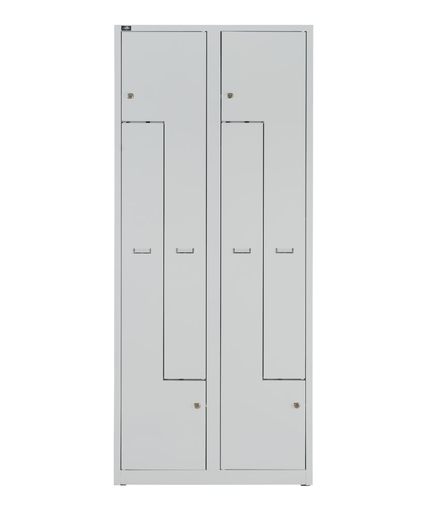 Produktbild Bisley Light Light Z Garderobenschrank 2 Abteile für 4 Nutzer lichtgrau H 1850 x B 800 mm