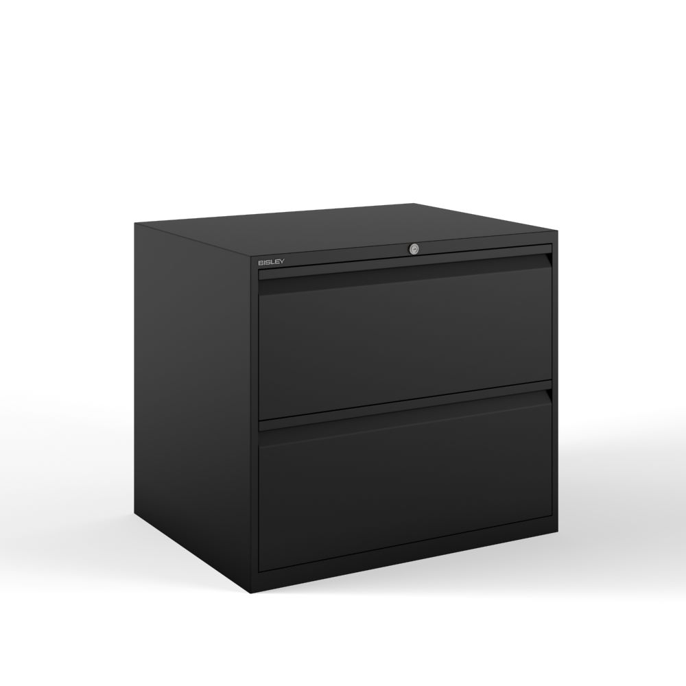 Produktbild Bisley Hängeregistraturschrank doppelbahnig DIN A4 2 HR-Schubladen in schwarz B 800 mm bild 2