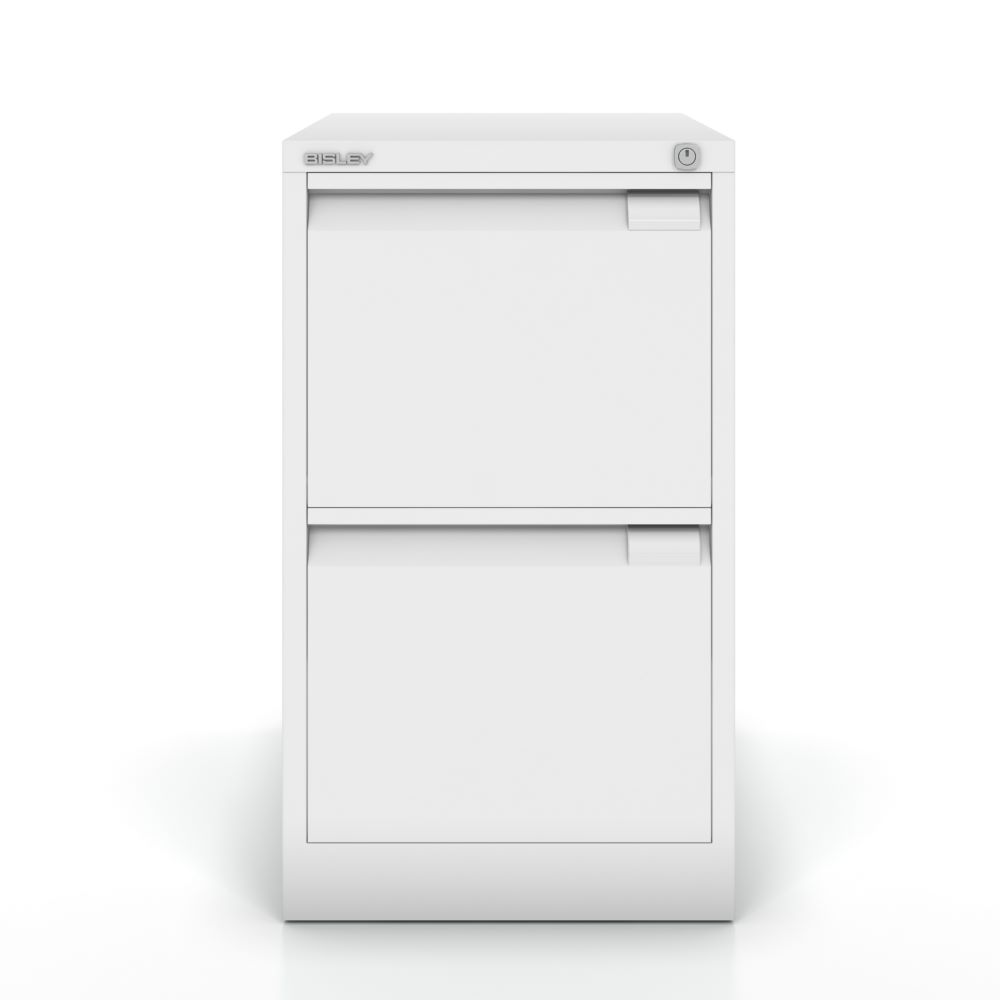 Produktbild Bisley Hängeregistraturschrank einbahnig DIN A4 2 HR-Schubladen Farbe verkehrsweiß bild 1