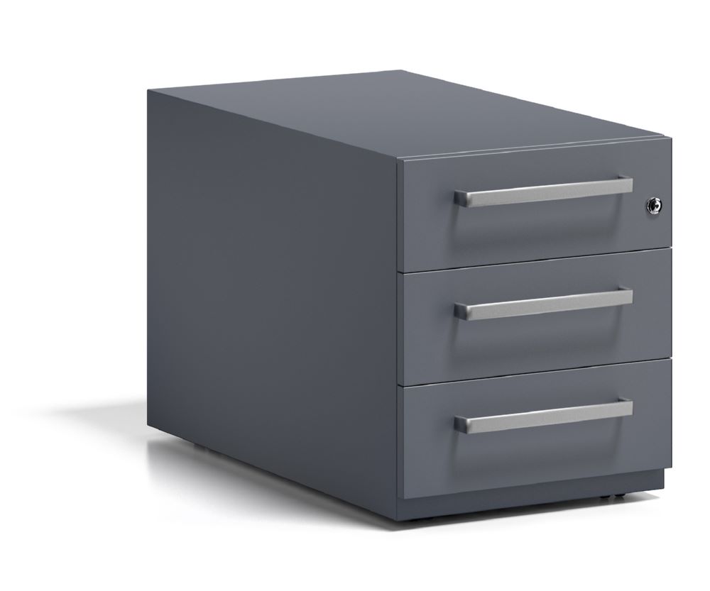 Produktbild Bisley Rollcontainer Note mit Griff 3 Schubladen anthrazitgrau H495 x B420 x T775 mm bild 3