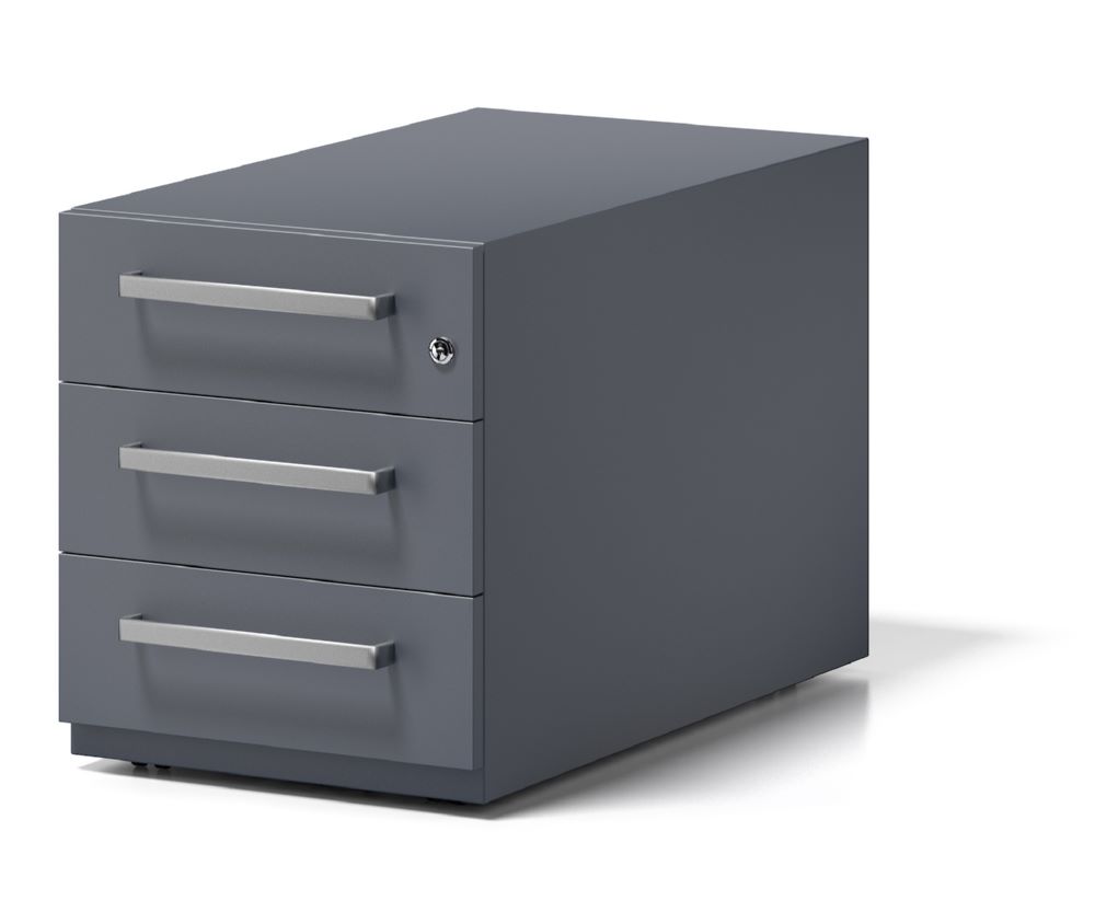 Produktbild Bisley Rollcontainer Note mit Griff 3 Schubladen anthrazitgrau H495 x B420 x T775 mm bild 4