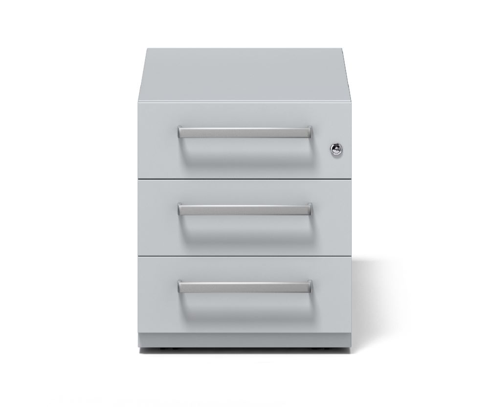 Produktbild Bisley Rollcontainer Note mit Griff 3 Schubladen lichtgrau Beite 420 x Höhe 495 mm