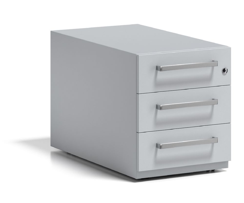 Produktbild Bisley Rollcontainer Note mit Griff 3 Schubladen lichtgrau Beite 420 x Höhe 495 mm bild 3