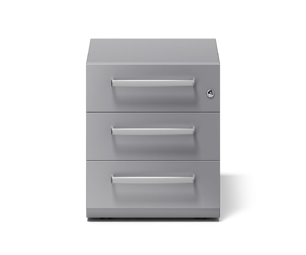 Produktbild Bisley Rollcontainer Note mit Griff 3 Schubladen silber H495 x B420 x T565 mm