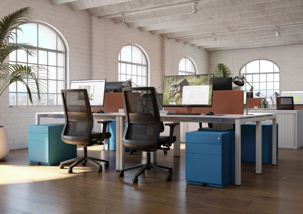 Produktbild Bisley Rollcontainer Note mit Griffleiste 3 Schubladen H 495 x B 420 x T 565 mm blau bild 2