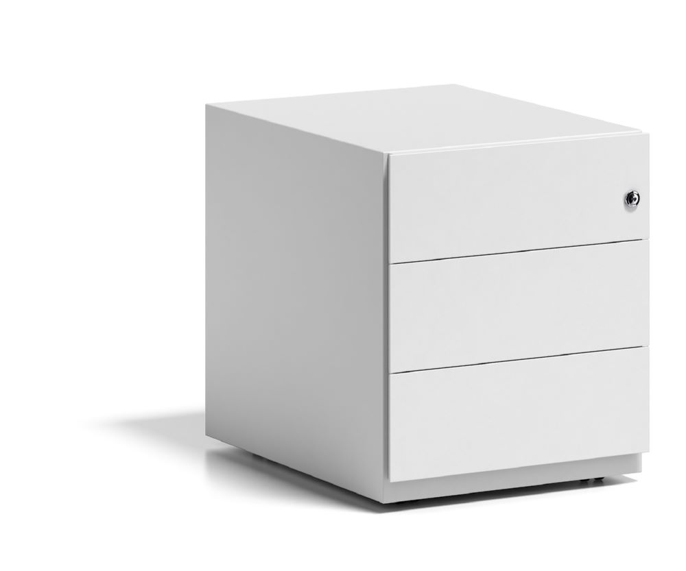 Produktbild Bisley Rollcontainer Note mit Griffleiste 3 Schubladen verkehrsweiß B 420 x T 565 mm