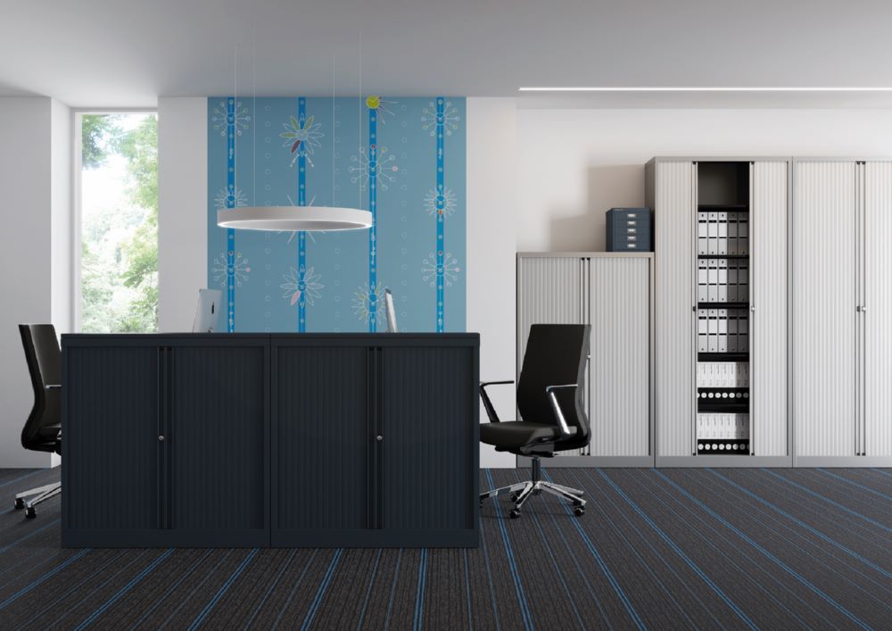 Produktbild Bisley Rollladenschrank EuroTambour 2 Fachböden B 1000 mm schwarz bild 4