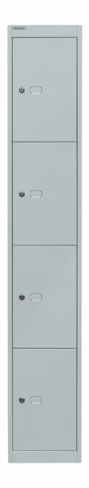 Produktbild Bisley Schließfachschrank Office 1 Abteil 4 Fächer T 305 mm Farbe lichtgrau