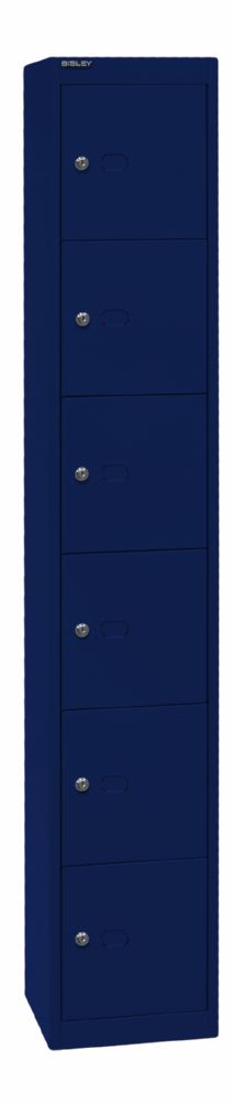 Produktbild Bisley Schließfachschrank Office, 1 Abteil, 6 Fächer, T 305 mm, Farbe oxfordblau bild 2