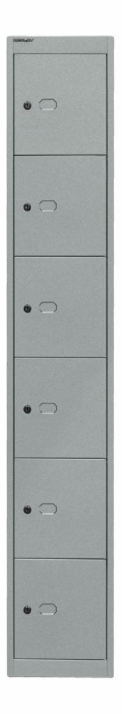 Produktbild Bisley Schließfachschrank Office 1 Abteil 6 Fächer T 305 mm Farbe silber