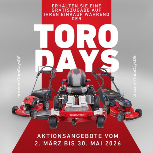 Grafik Toro Days Banner quadratisch mit 3 Rasenmäher-Modellen
