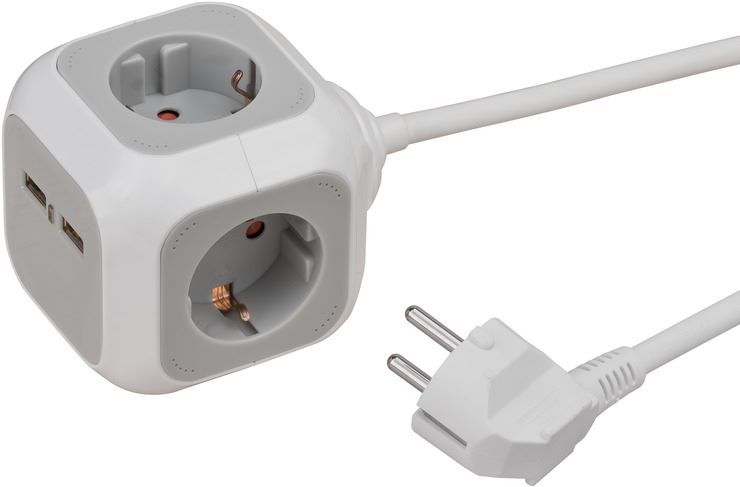 Produktbild Brennenstuhl ALEA Power USB Charger Steckdosenwürfel 4 fach 2x USB 1,4m Kabel und Kindersch