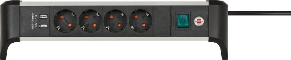 Produktbild Brennenstuhl Alu-Office-Line Steckdosenleiste 4-fach Mehrfachsteckdose mit USB 1,8 m Kabel