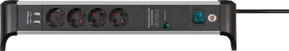 Produktbild Brennenstuhl Alu-Office-Line Steckdosenleiste 4-fach USB 1,8 m Kabel Überspannungsschutz 