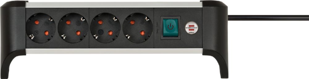 Produktbild Brennenstuhl Alu-Office-Line Steckdosenleiste 4-fachaus mit Schalter 1,8 m Kabel bild 1