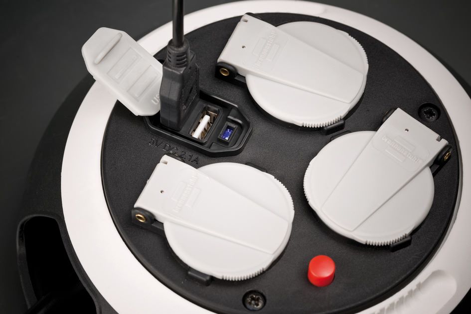 Produktbild Brennenstuhl Comfort Line Kabelbox 3 fach mit USB Mini Kabeltrommel bild 2