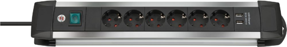Produktbild Brennenstuhl Premium Alu Line Steckdosenleiste 6 fach mit Schalter und Aufhänge Vorrichtung