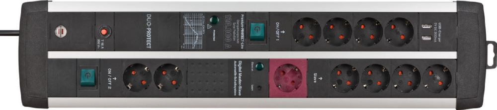 Produktbild Brennenstuhl Premium Protect Line Master Slave Steckdosenleiste 11 fach mit 2 Schalter und Üb bild 2