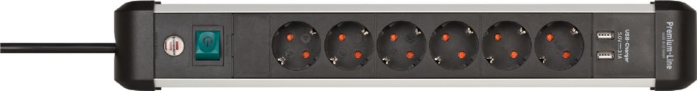Produktbild Brennenstuhl Premium-Alu-Line Steckdosenleiste 6-fach USB/Mehrfachsteckdose 3 m Kabel bild 4