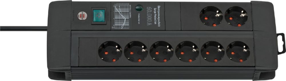 Produktbild Brennenstuhl Premium-Line Steckdosenleiste 8-fach mit Überspannungsschutz 3 m Kabel schwarz