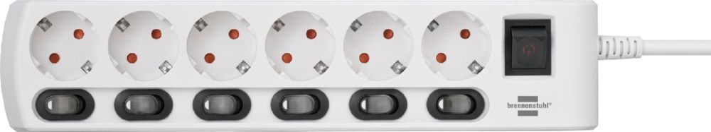 Produktbild Brennenstuhl Steckdosenleiste einzeln schaltbar 6 fach mit 2 poligen Schaltern bild 2