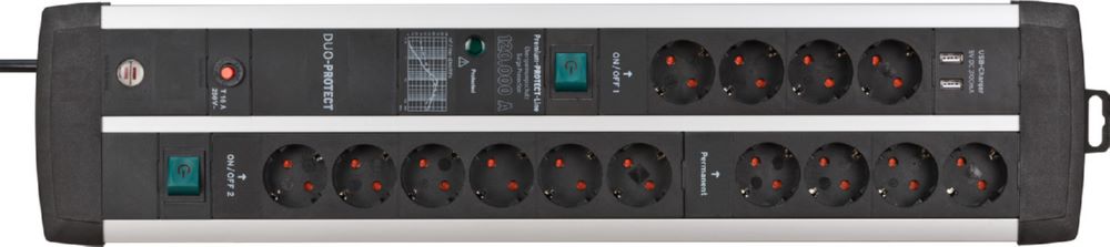 Produktbild Brennenstuhl Premium Protect Line Steckdosenleiste 14 fach mit Überspannungsschutz und USB bild 2