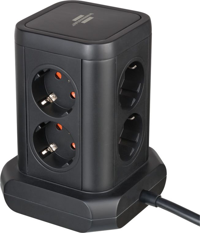 Produktbild Brennenstuhl Steckdosenturm 8-fach 4x USB in 45 Grad-Anordnung 2 m Kabel schwarz bild 4