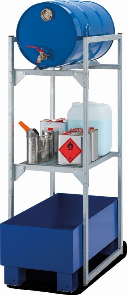 Produktbild Cemo Fassregal 120 mit Gitterrostauflage und Stahl-Auffangwanne 45 x 82 x 131 cm bild 2