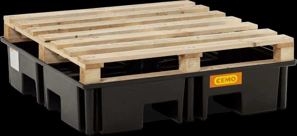 Produktbild Cemo PE-Palettenauffangwanne 220/4 Auffangvolumen 220 Liter 123 x 123 x 26 cm bild 4