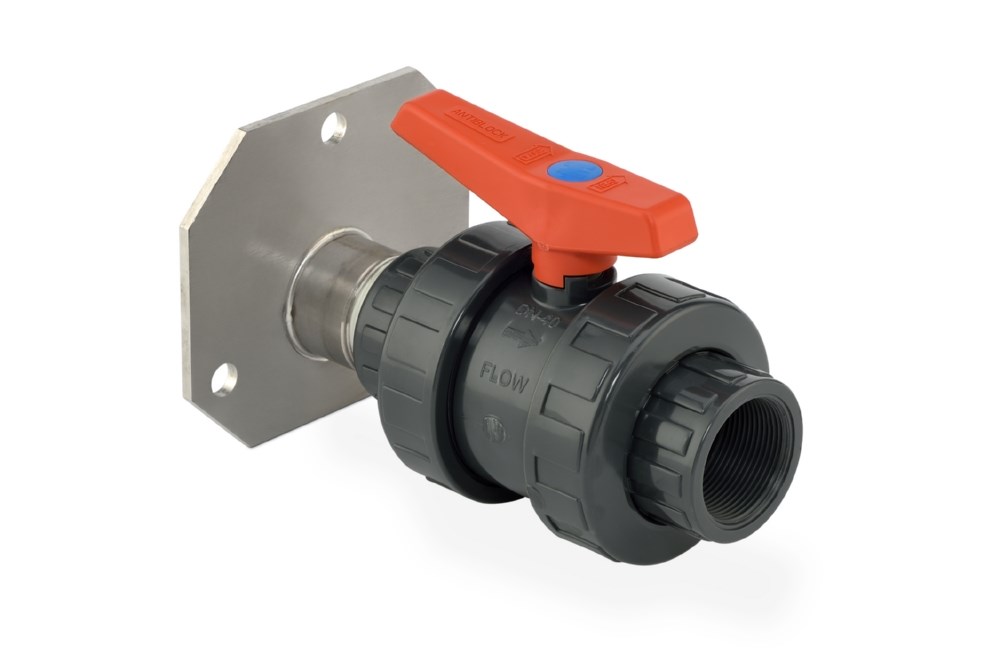 Produktbild Cemo PVC Kugelhahn 1 1/2 Zoll mit Edelstahlflansch