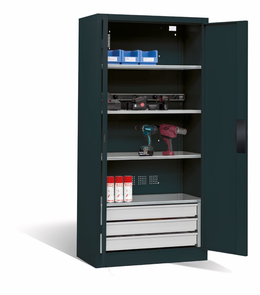 Produktbild C+P Akkuladeschrank Serie 89 H 1950 x B 930 x T 500 mm in anthrazit bild 2