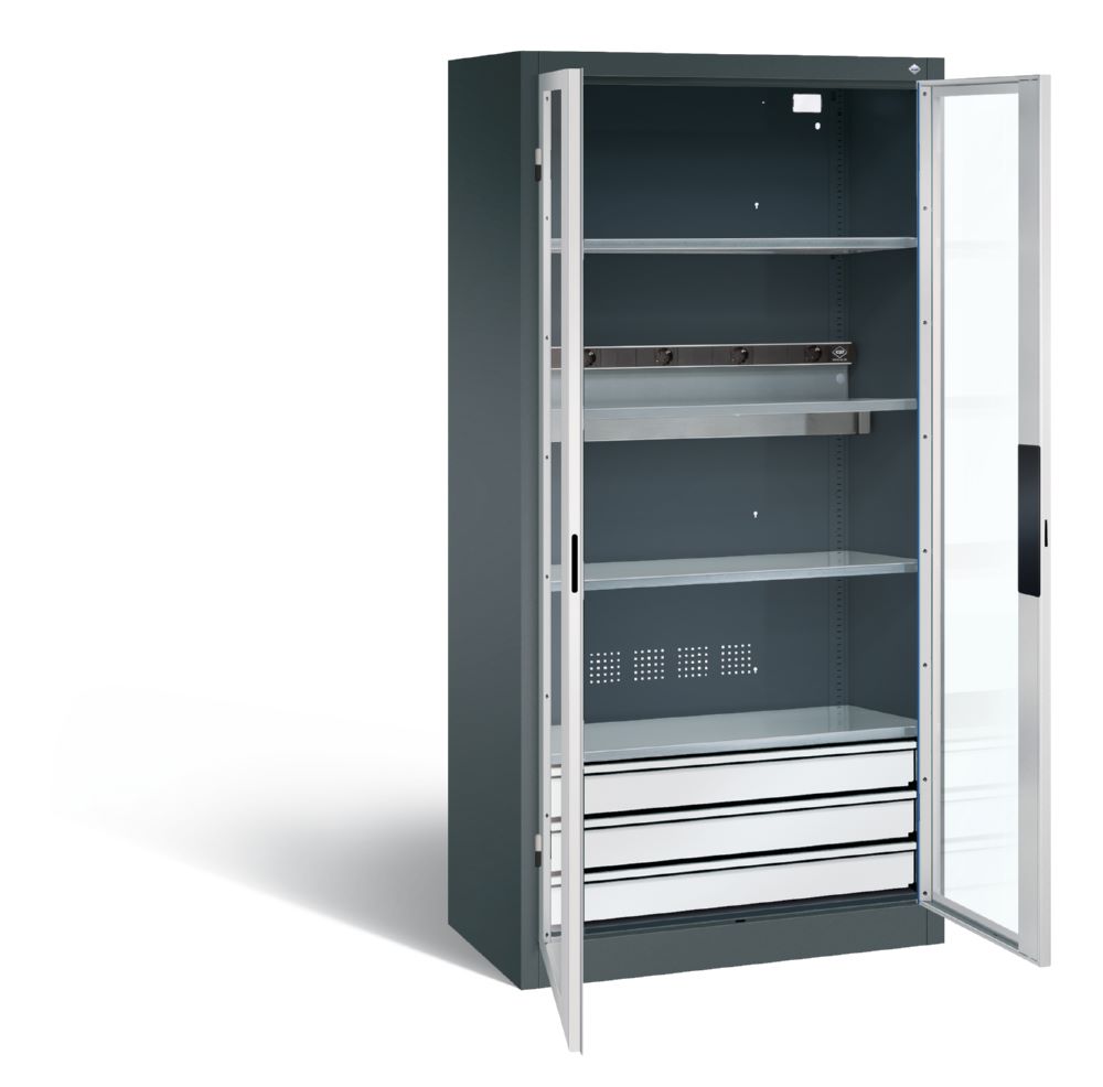 Produktbild C+P Akkuladeschrank Serie 89 1950 x 930 x 500 mm anthrazit lichtgrau