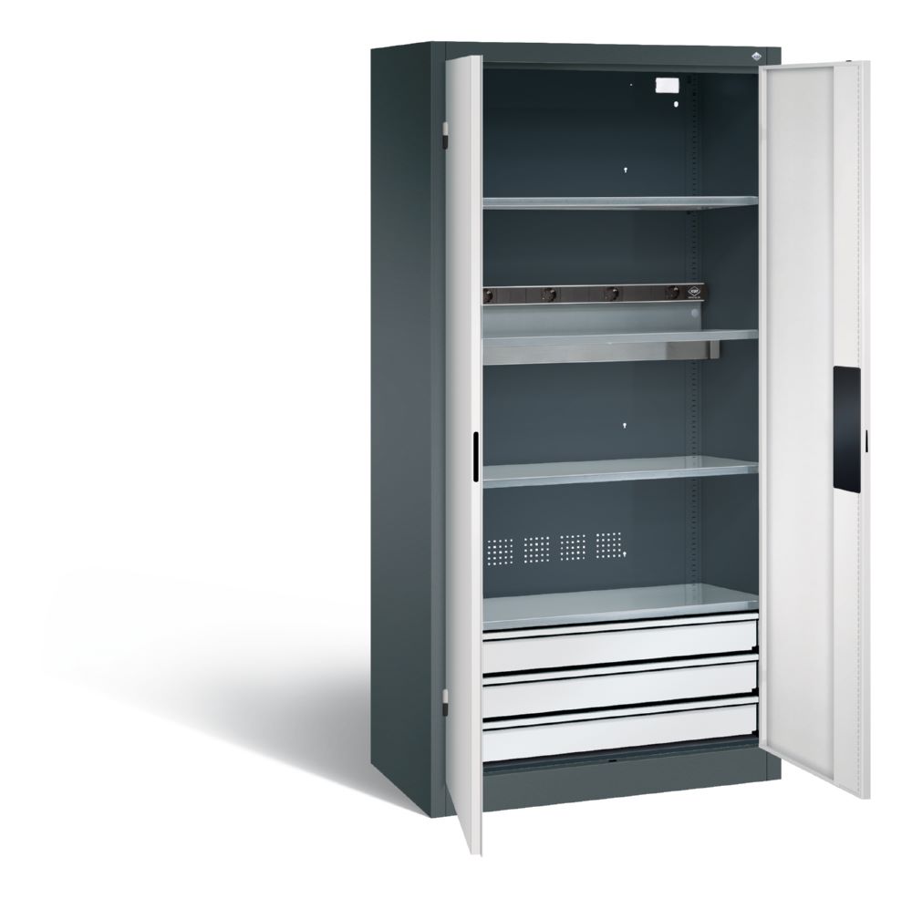 Produktbild C+P Akkuladeschrank Serie 89 H 1950 x B 930 x T 500 mm anthrazit lichtgrau