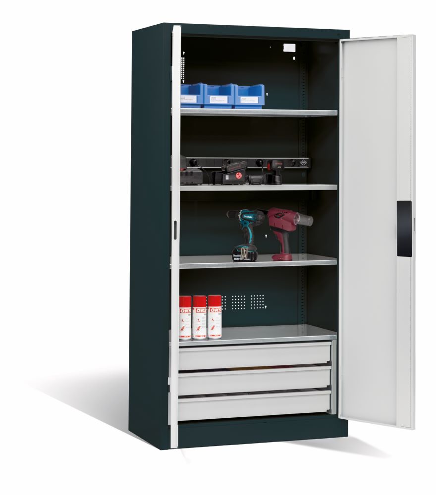 Produktbild C+P Akkuladeschrank Serie 89 H 1950 x B 930 x T 500 mm anthrazit lichtgrau bild 2
