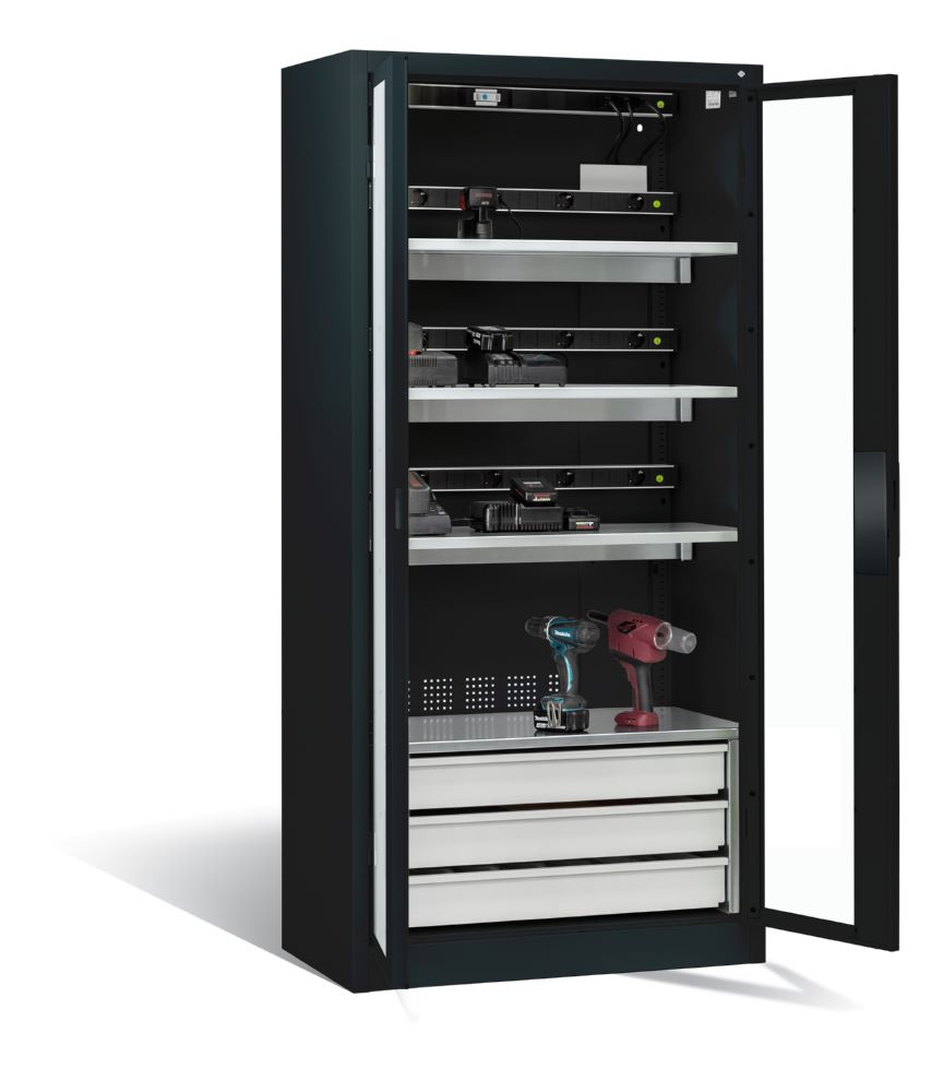 Produktbild C+P Akkuladeschrank Serie 89 Comfort 1950 x 930 x 500 mm in anthrazit