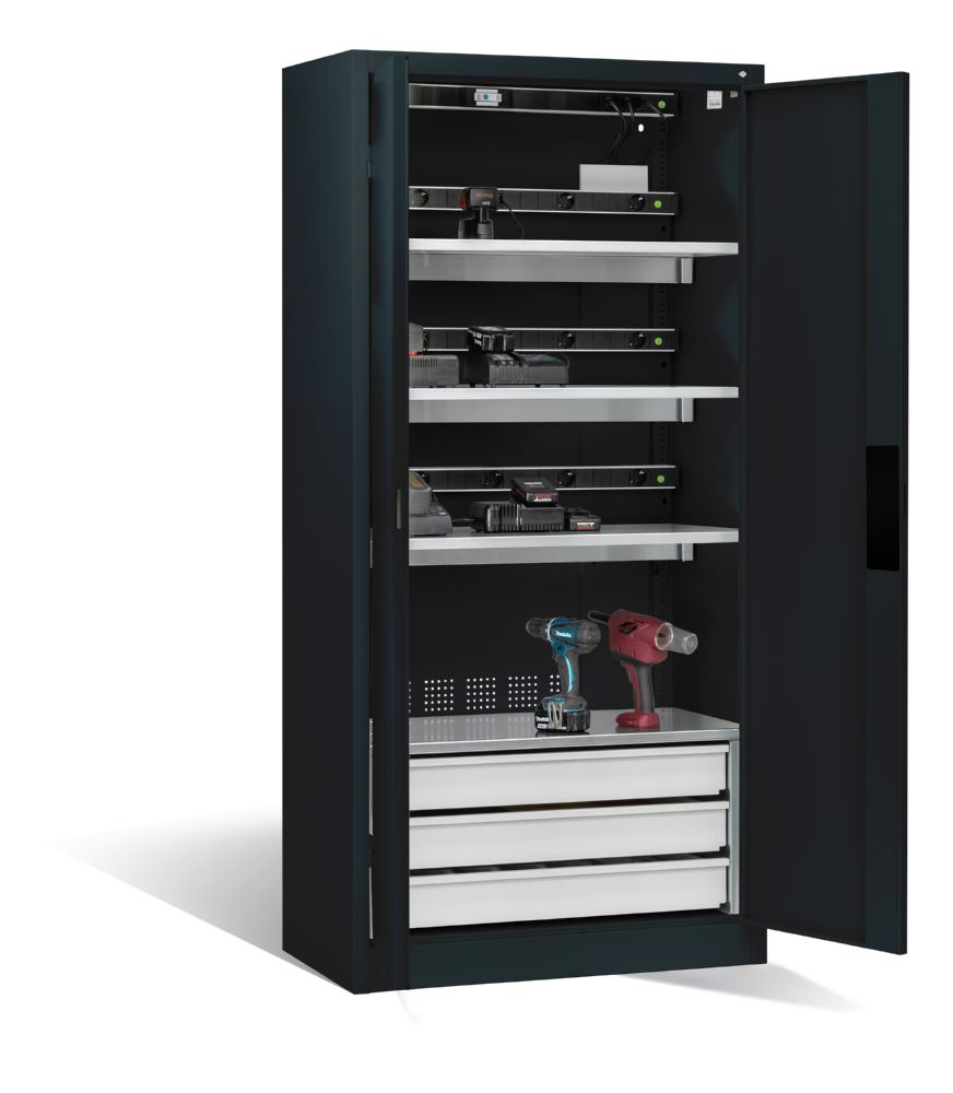 Produktbild C+P Akkuladeschrank Comfort Serie 89 1950 x 930 x 500 mm in anthrazit bild 2