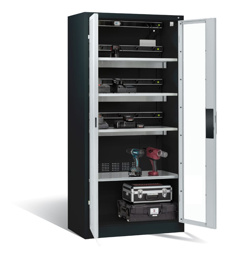 Produktbild C+P Akkuladeschrank Serie 89 Comfort 1950 x 930 x 500 mm anthrazit lichtgrau bild 1