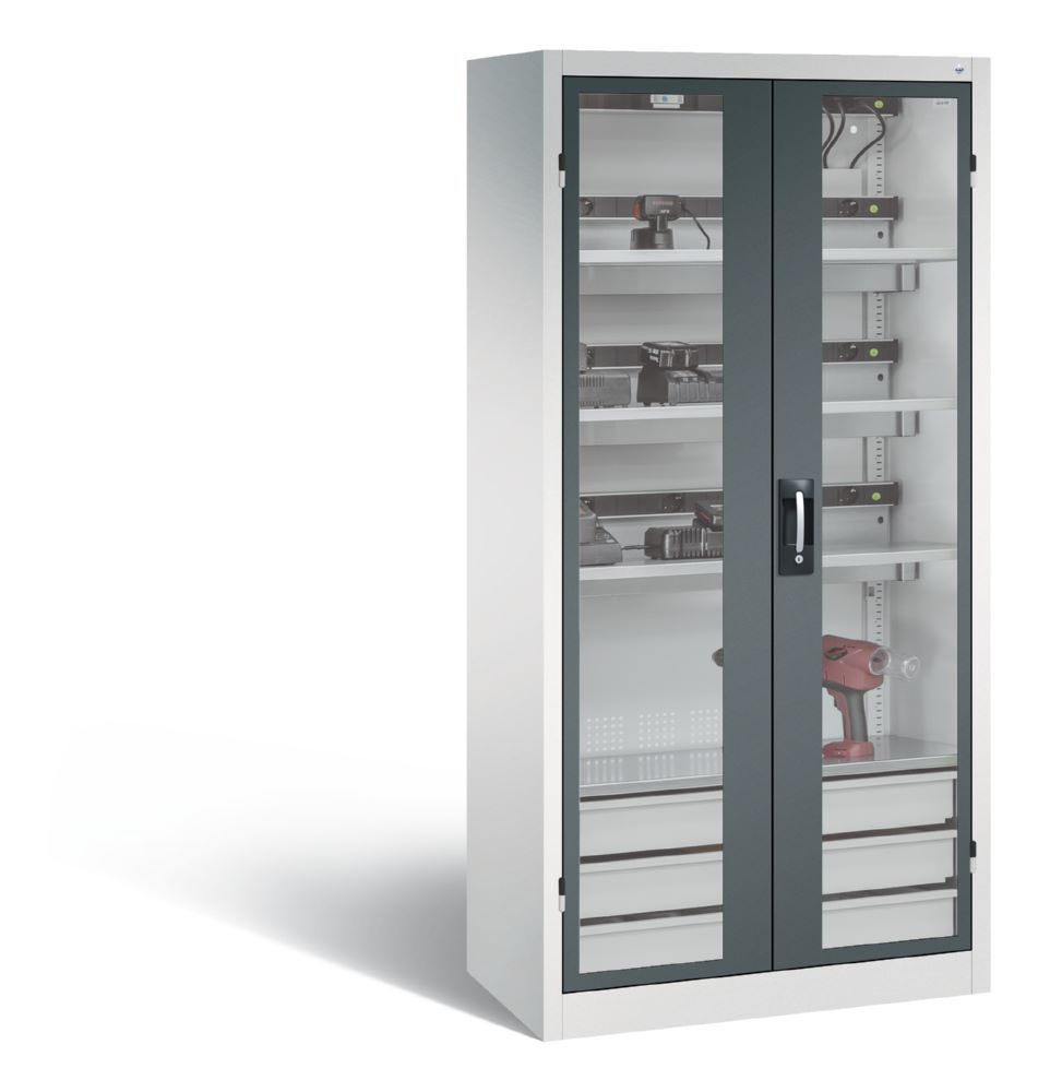 Produktbild C+P Akkuladeschrank Serie 89 Comfort 1950 x 930 x 500 mm lichtgrau anthrazit