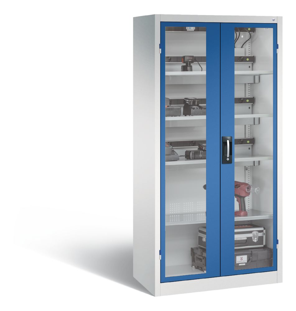 Produktbild C+P Akkuladeschrank Serie 89 Comfort 1950 x 930 x 500 mm lichtgrau enzianblau bild 2