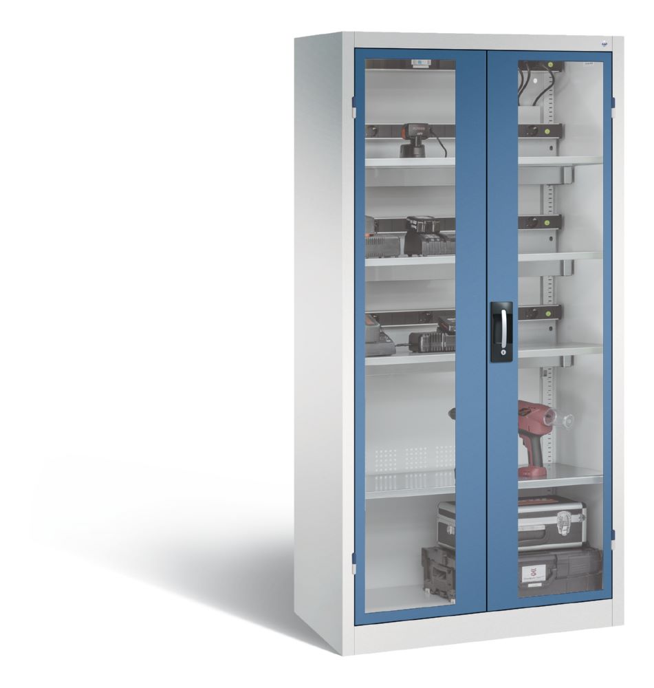 Produktbild C+P Akkuladeschrank Serie 89 Comfort 1950 x 930 x 500 mm lichtgrau fernblau bild 2