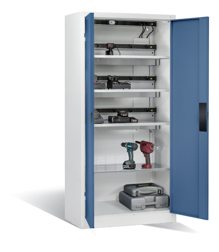 Produktbild C+P Akkuladeschrank Comfort 1950 x 930 x 500 mm lichtgrau fernblau bild 2
