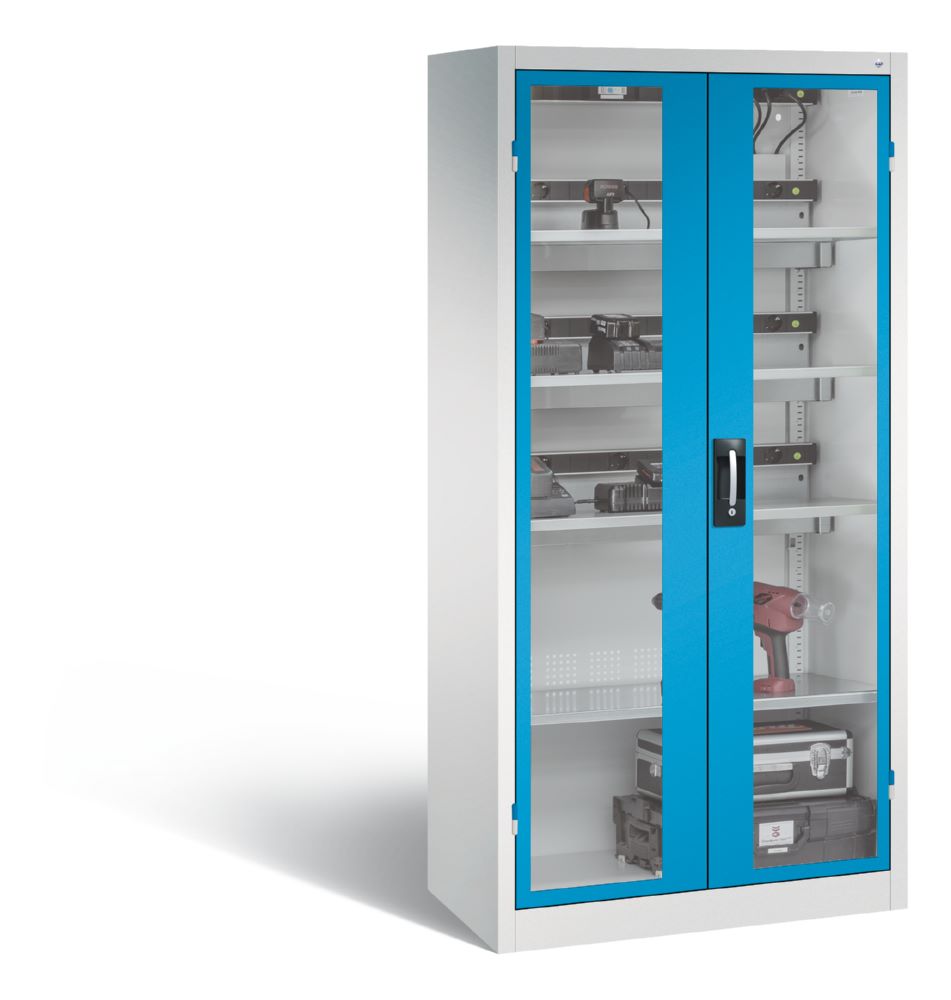 Produktbild C+P Akkuladeschrank Serie 89 Comfort 1950 x 930 x 500 mm lichtgrau lichtblau bild 2