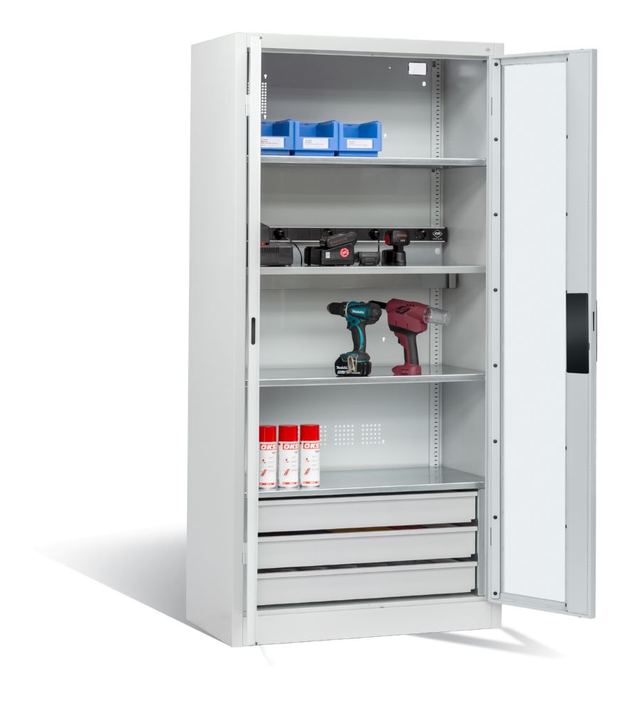 Produktbild C+P Akkuladeschrank Serie 89 H 1950 x B 930 x T 500 mm in lichtgrau bild 2