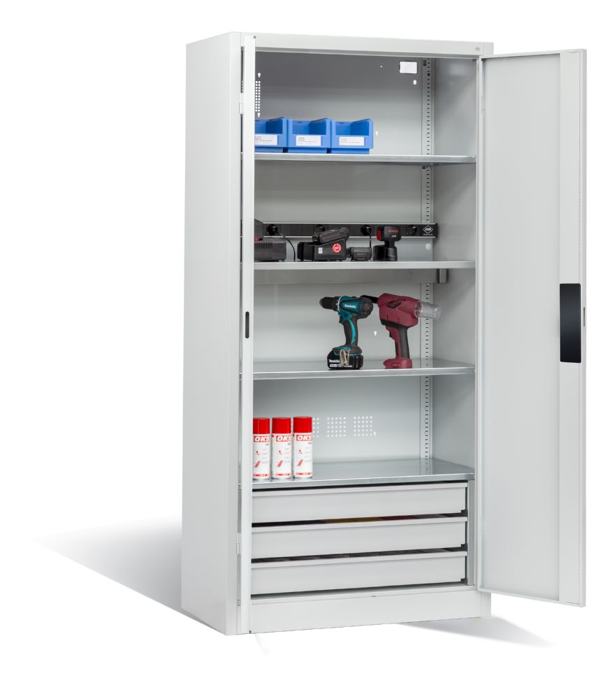 Produktbild C+P Akkuladeschrank Serie 89 H 1950 x B 930 x T 500 mm in lichtgrau bild 2