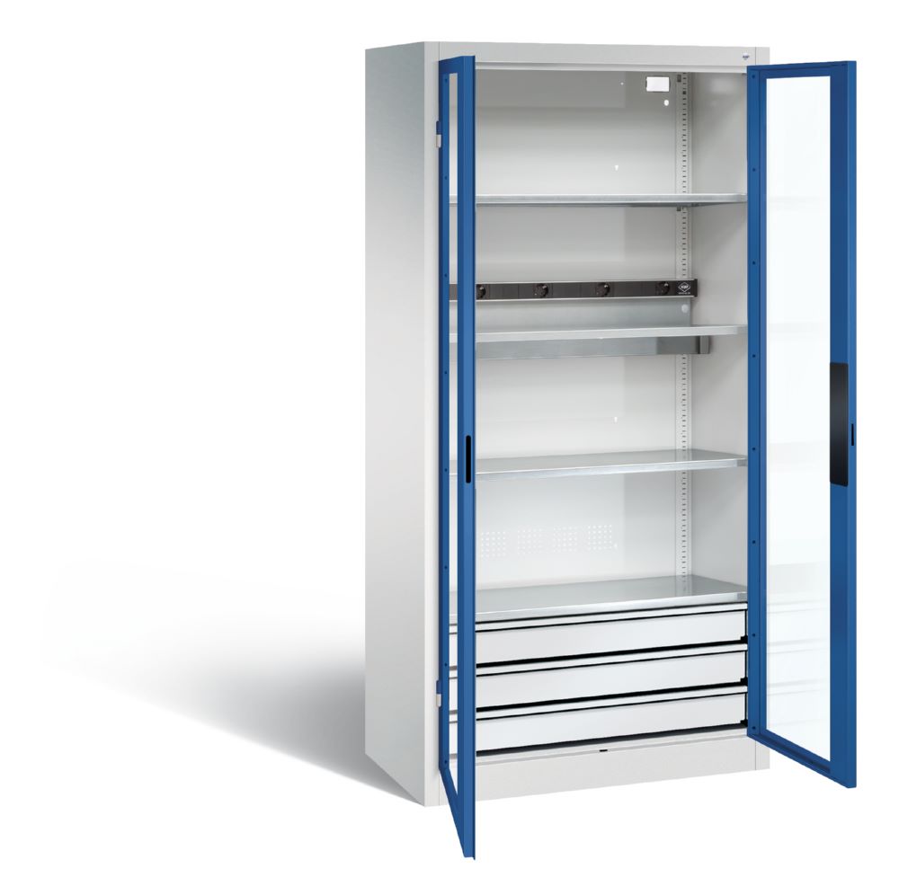 Produktbild C+P Akkuladeschrank Serie 89 1950 x 930 x 500 mm lichtgrau enzianblau