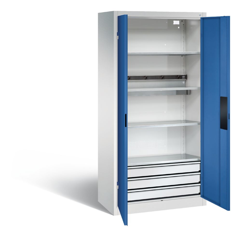 Produktbild C+P Akkuladeschrank Serie 89 H 1950 x B 930T x 500 mm lichtgrau enzianblau